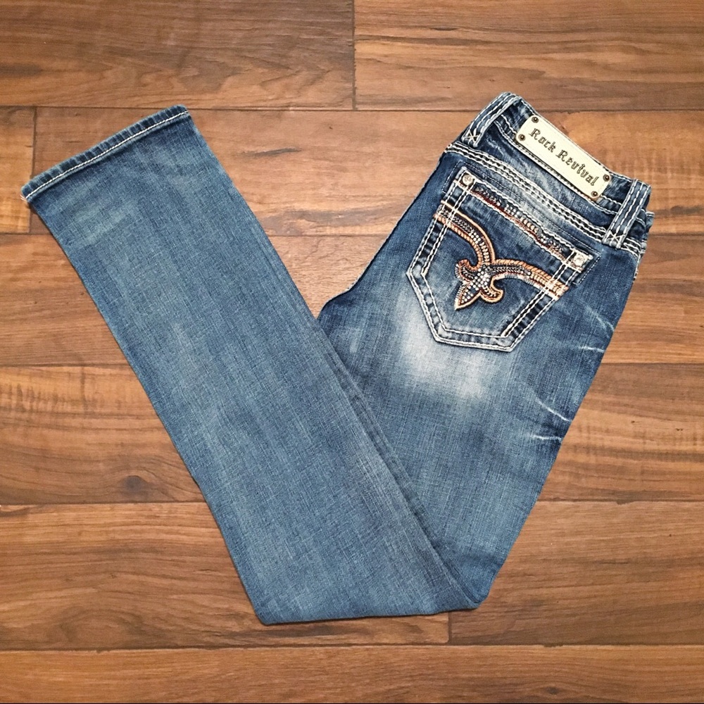 Rock Revival Charon Fleur de Lis Embellished Jeans